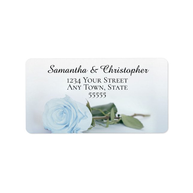 Étiquette Elegant lumière Dusty Blue Rose Adresse Mariage (Devant)