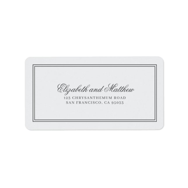 Étiquette Élégant Mariage classique simple Adresse de retour (Devant)