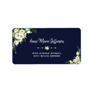 Étiquette Élégant Mariage floral blanc foncé