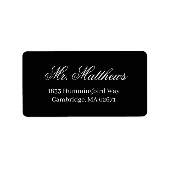 Étiquette Élégant Mariage noir classique Adresse de retour (Devant)
