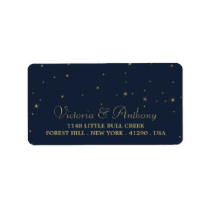 Étiquette Elégant Marine & Gold Falling Stars Mariage