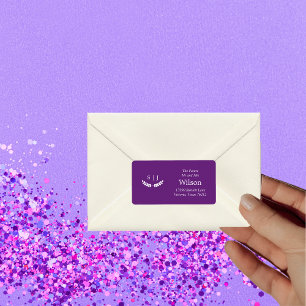 Étiquette Élégant Monogram Purple Jewel Tone Adresse de reto