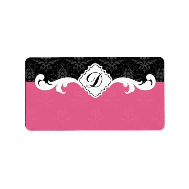 Étiquette Élégant monogramme Damask (Devant)