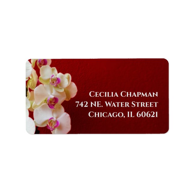 Étiquette Elégant Orchidée Floral Adresse de retour personna (Devant)