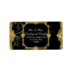 Étiquette Elégant Peacock avec Vintage Scrolls Mariage indie