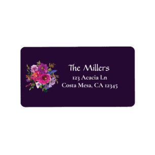 Étiquette Élégant Purple Floral Adresse de retour Label Mari