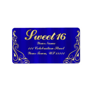 Étiquette Élégant Regal Golden Sweet 16 Adresse