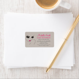 Étiquette Élégant rose et gris Lash Extension Salon de beaut