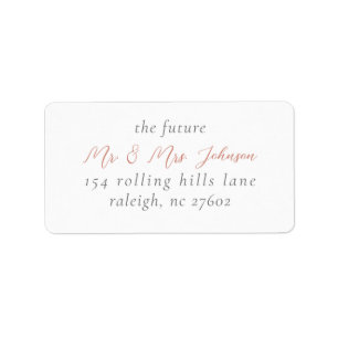 Étiquette Élégant Rose Gold Script Mariage Adresse de retour