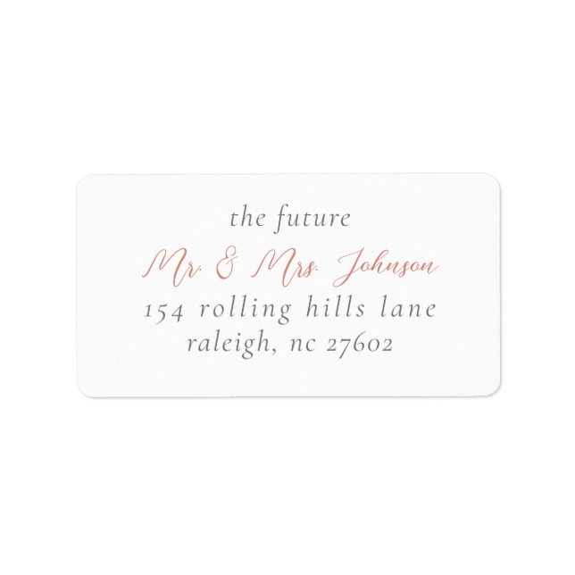 Étiquette Élégant Rose Gold Script Mariage Adresse de retour (Devant)