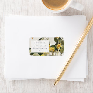 Étiquette Elegant Rustic Yellow Daffodil Floral Address