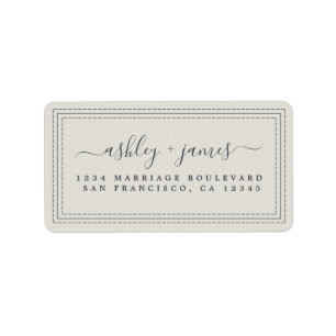 Étiquette Élégant Script Grey Mariage Adresse de retour