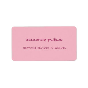 Étiquette Élégant script manuscrit Texte rose moderne plaine
