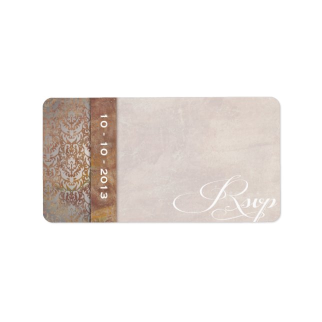 Étiquette Elégant Toscan Damask Italien RSVP (Devant)