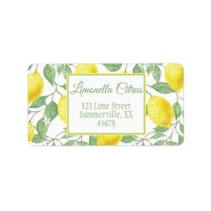Étiquette Elegant Vintage Lemon Fruits Leaves and Flowers