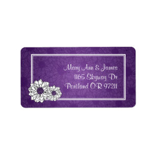 Étiquette Élégante Adresse de mariage Dahlia Floral Purple