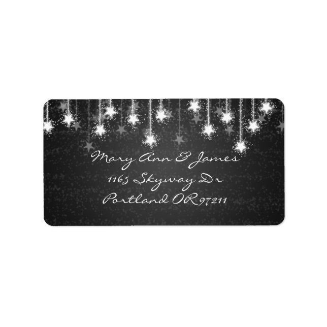 Étiquette Élégante Adresse De Mariage Étoiles Chatoyantes No (Devant)