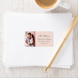 Étiquette Élégante adresse photo de mariage rose tendre