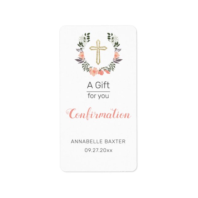 Étiquette Élégante Confirmation Florale Sanitizer à main (Devant)