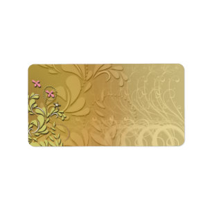 Étiquette Élégante floraison jaune et rose