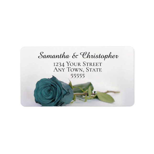 Étiquette Elégante Turquoise Turquoise Rose Mariage Adresse (Devant)