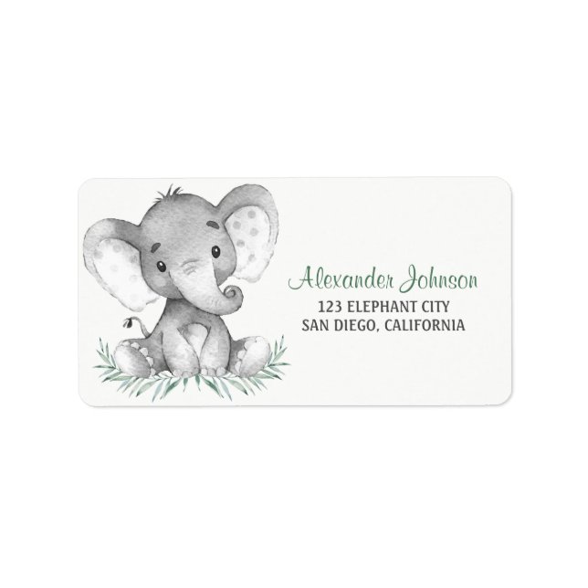 Étiquette Eléphant aquarelle (Devant)