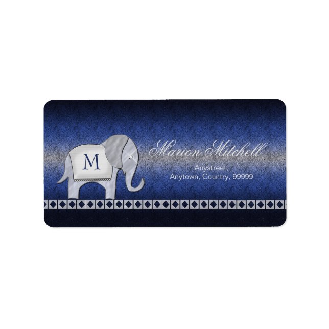 Étiquette Elephant Walk Monogram Argent/Blue ID390 (Devant)