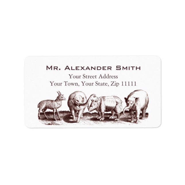 Étiquette Eléphants d'engraissement animal de la Renaissance (Devant)