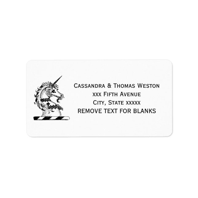 Étiquette Emblème de tête de l'licorne héraldique (Devant)