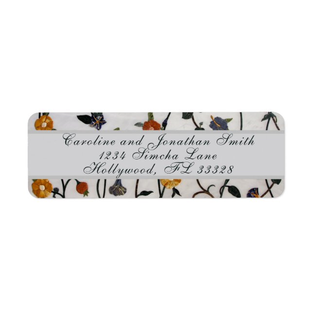 Etiquette Embroidered Vines Return Address Label (Devant)