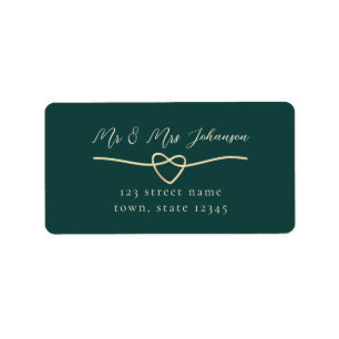 Étiquette Emerald Green Calligraphy Mariage Adresse de retou