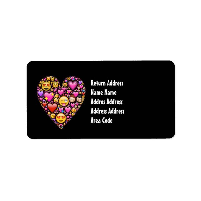 Étiquette EMOJI Pink Black Girls Love Emoticons Party (Devant)