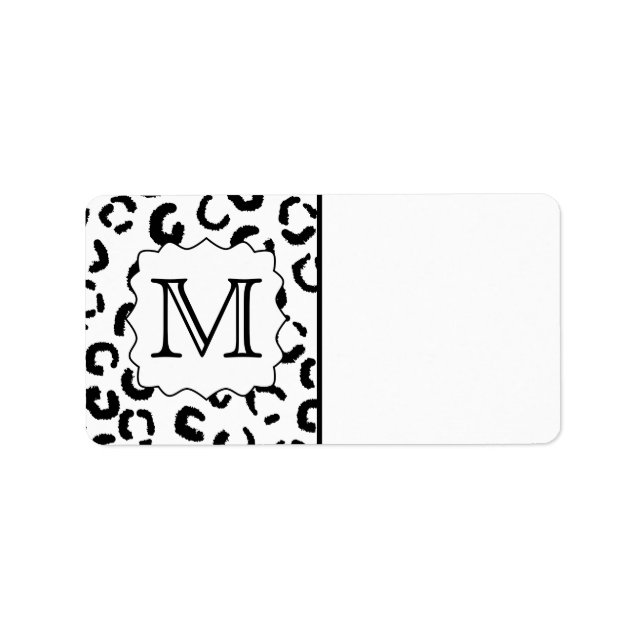 Étiquette Empreinte de léopard de monogramme personnalisé no (Devant)