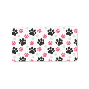 Étiquette Empreinte de patte rose noir Chien propriétaire Am