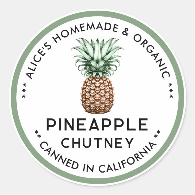 Étiquette en conserve de chutney d'ananas (Devant)