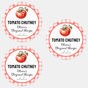 Étiquette en conserve Tomato Chutney avec à damier