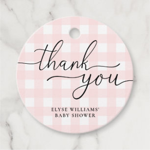Étiquette En vichy Merci rose préférée