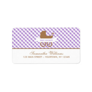 Étiquette En vichy mignonne violet Motif et transport bébé