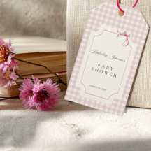 Étiquette En vichy rose avec Baby shower en arc Fa