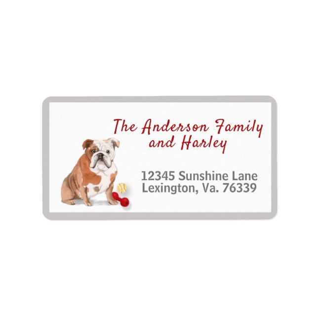Étiquette English Bulldog Toys Accueil Adresse de retour (Devant)