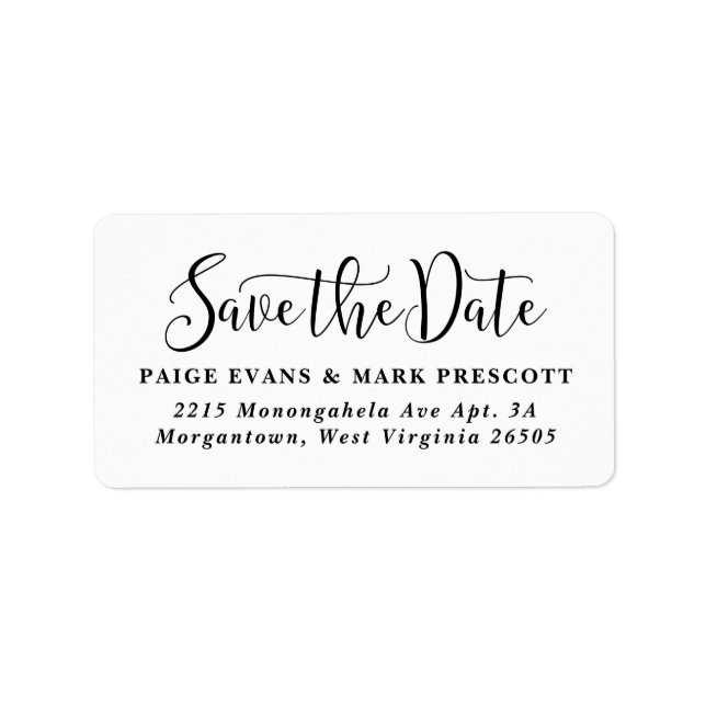 Étiquette Enregistrer la date en noir et blanc adresse de re (Devant)