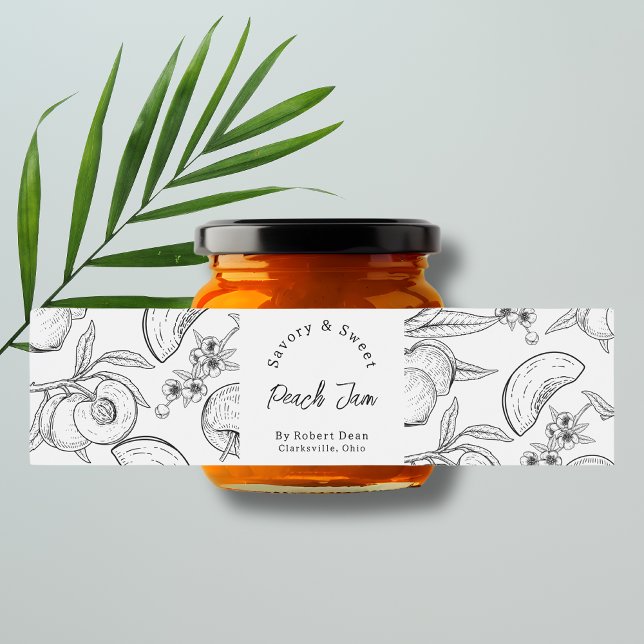Étiquette enveloppante de confiture de pêche maiso (Créateur téléchargé)