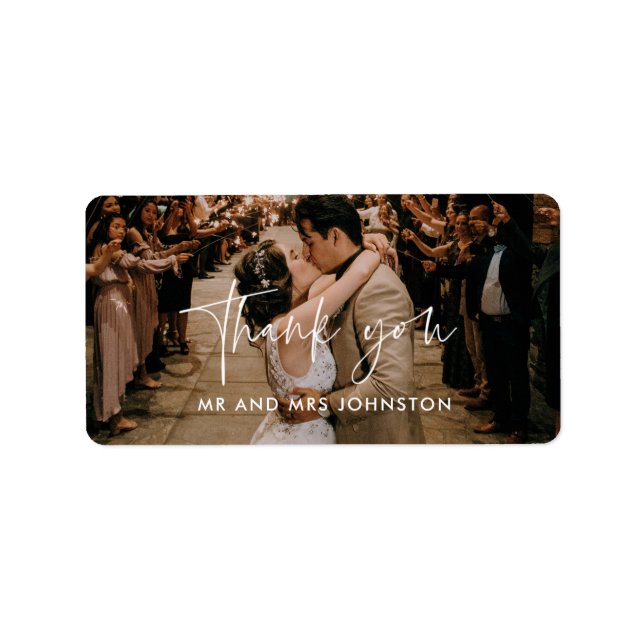 Étiquette Enveloppe du Mariage photo Merci (Devant)