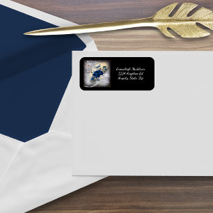 Étiquette Ephémère de Rose victorien bleu foncé