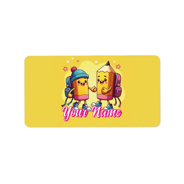 Étiquette Équipement scolaire mignon et personnalisé (Devant)