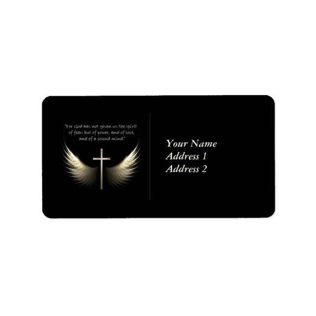 Étiquette Esprit Saint Ailes avec Croix et Écriture Verse (Devant)