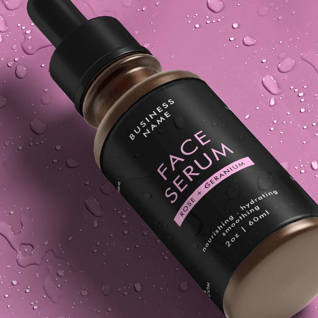 Étiquette étanche noir et rose 2 OZ (Black & Pink 2 OZ Dropper Bottle Waterproof Label *verify size to ensure a good fit")