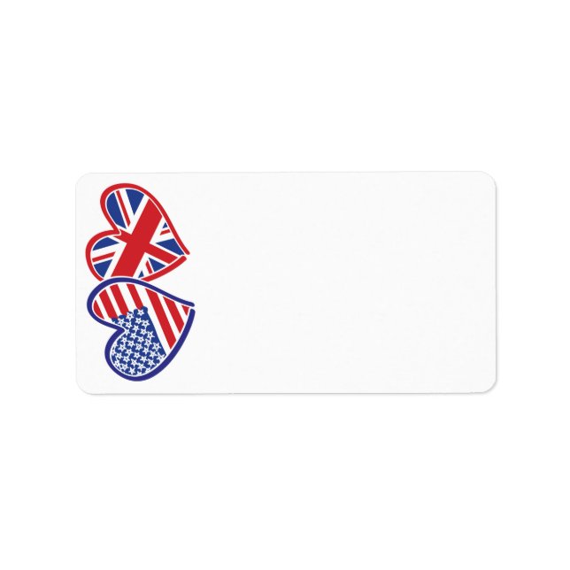 Étiquette États-Unis UK Drapeau Coeur (Devant)