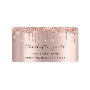 Étiquette Étincelle d'or Rose Mariage RSVP