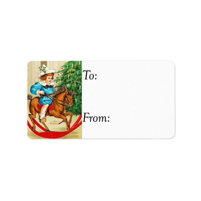 Étiquette Étiquette-cadeau Cheval Rocse de Noël victorien (Devant)